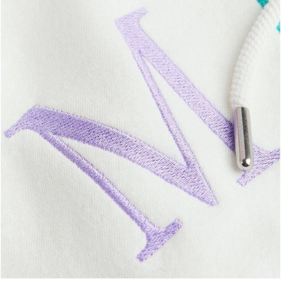 H&M Women’s M White Oversized Milano Embroidered Hoodie Sweatshirt - Picture 5 of 9